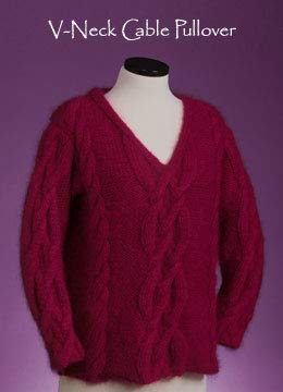 124 Vermont Fiber Pattern V-Neck Cable Pullover