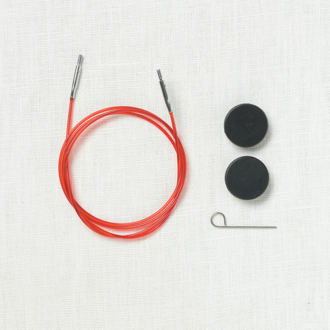 KnitPro red fixed interchangeable nylon cable