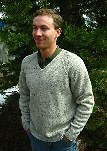 Knitting Pure & Simple Knitting Pattern #247 - V Neck Down Pullover for Men