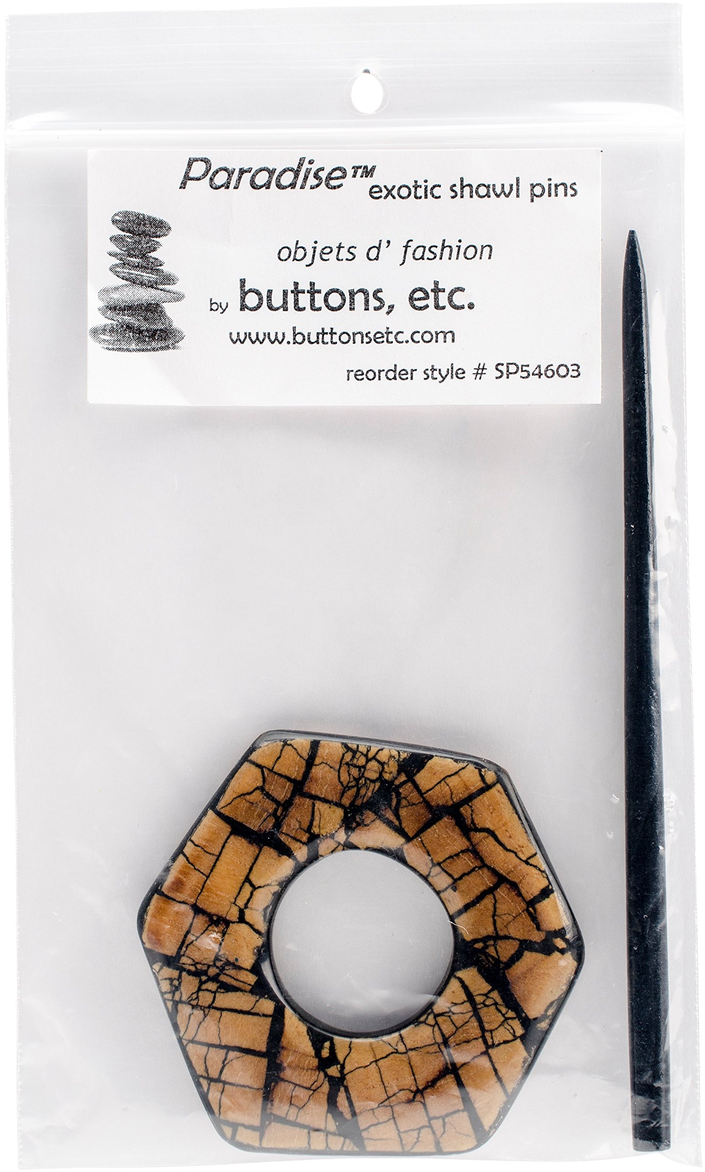 Paradise Exotic Shawl Pin SP54603 Hexagon Reversible