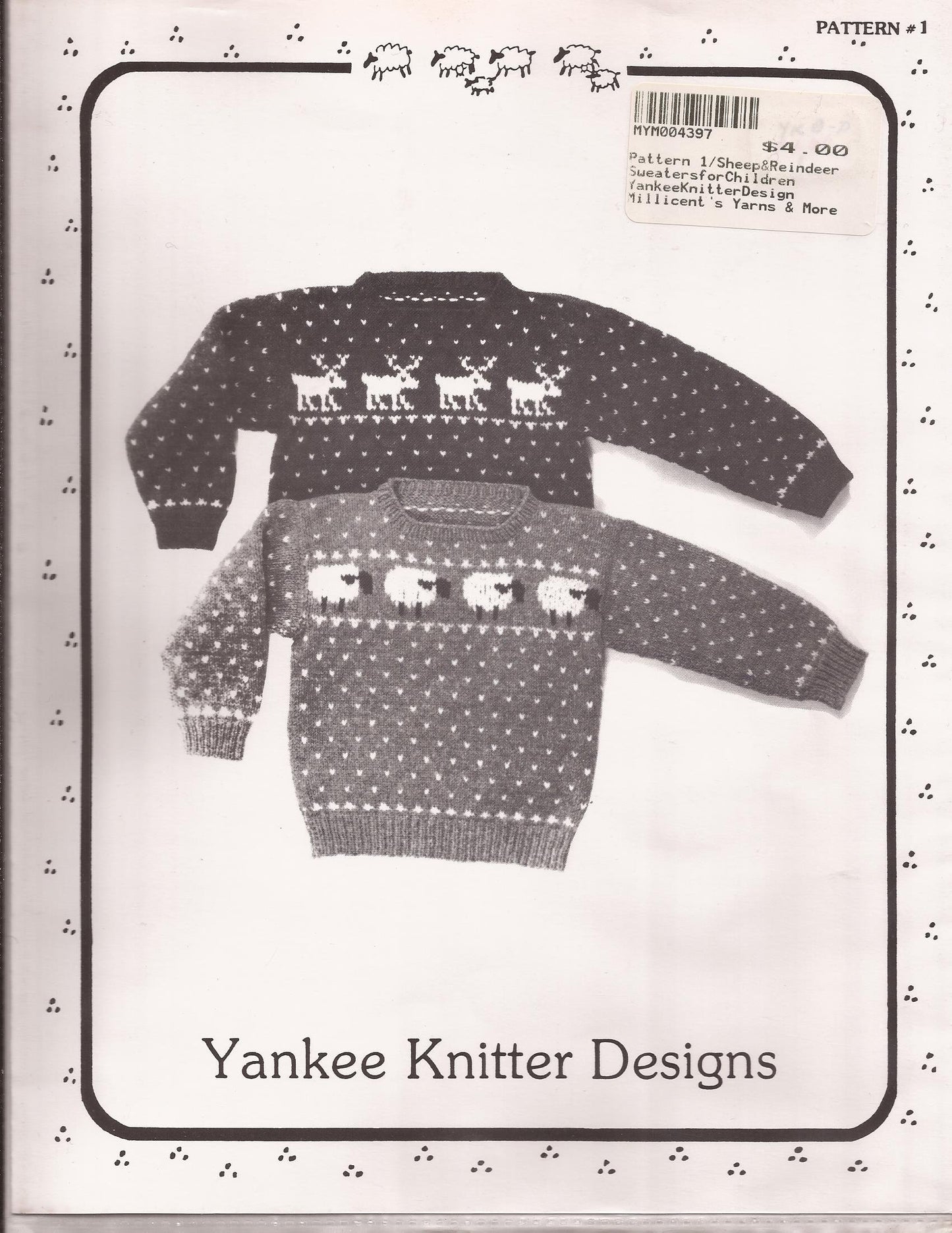 Yankee Knitter Designs Knitting Pattern #1 Child's Sheep & Reindeer Sweaters