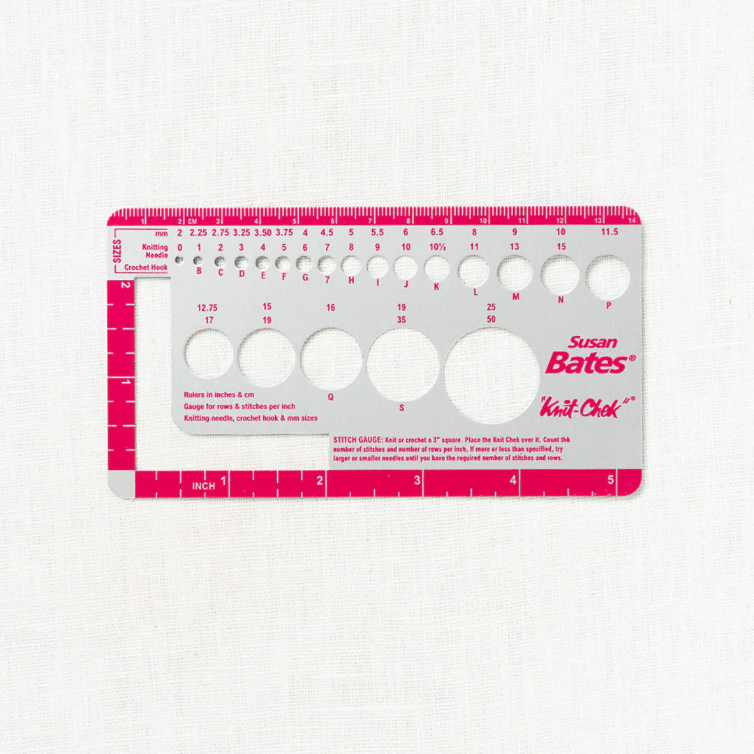 Susan Bates 14099 Knit-Chek for Knitting Needle, Pink, 3 by 5-1/2-Inch