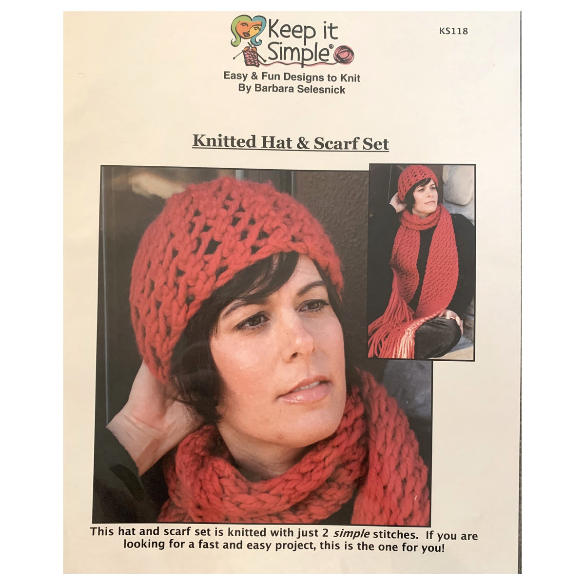 Keep It Simple KS118 chunky knitted hat and scarf set pattern