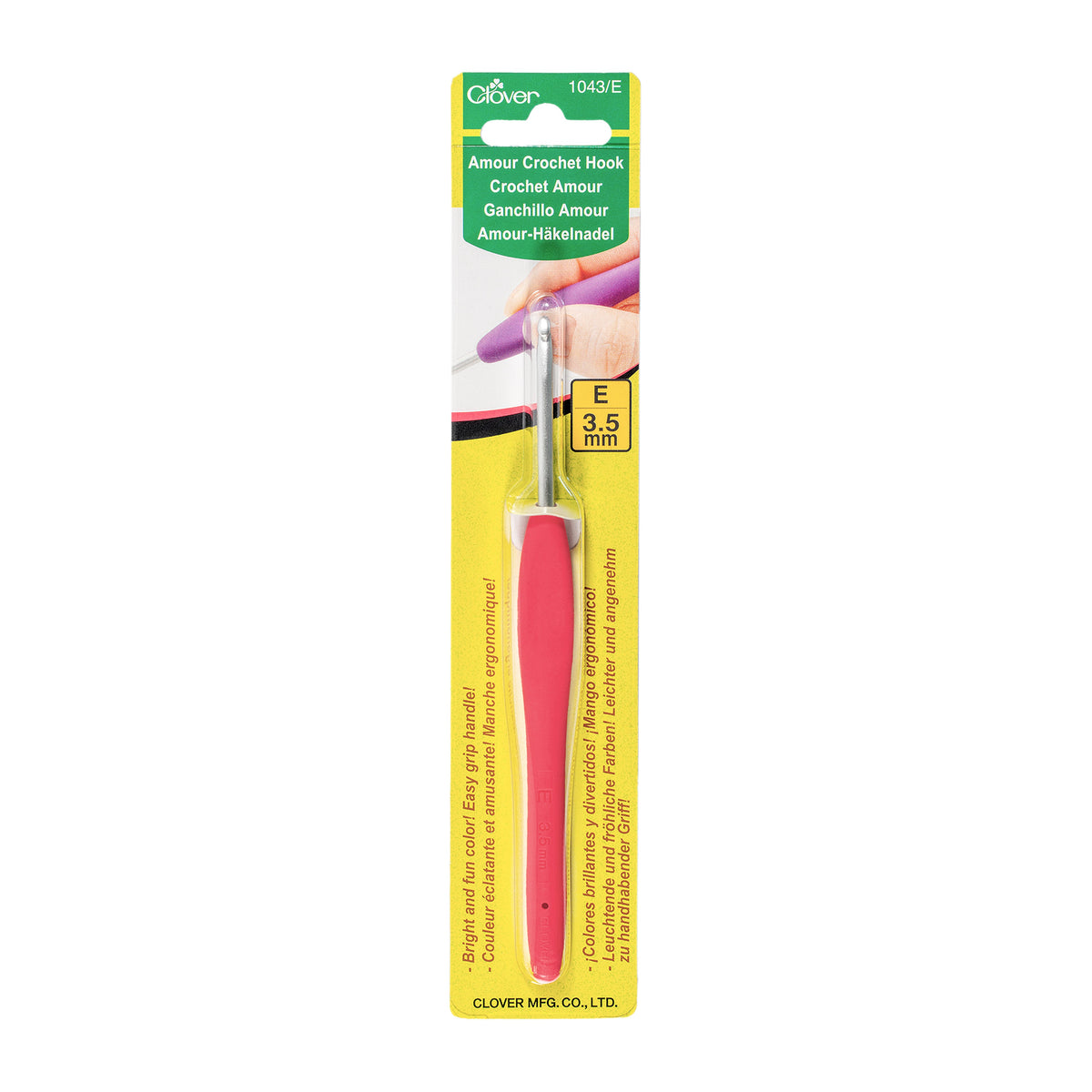 Clover 1043/E Magenta Amour Crochet Hook, Size E, 3.5mm by Clover Needlecraft