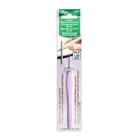 Clover 1223 Amour Steel Crochet Hook No. 6, 1.00mm , Purple