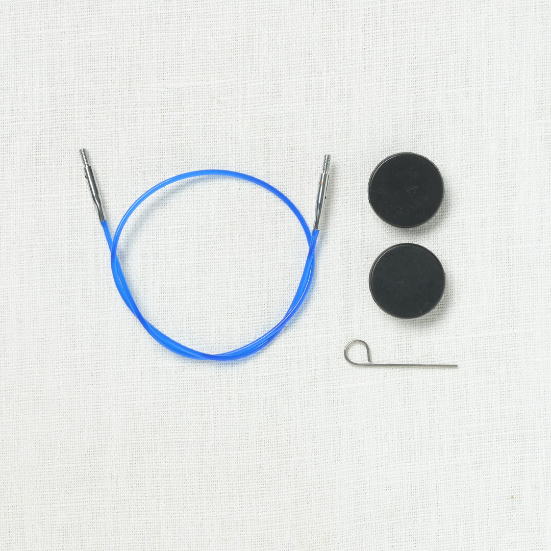 KnitPro blue fixed interchangeable nylon cable