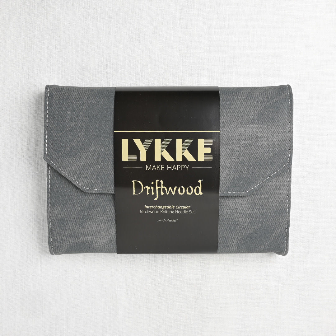 Lykke Driftwood interchangeable knitting needle set in grey denim pouch