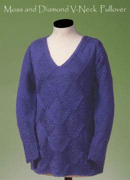 Moss & Diamond V-Neck Pullover 128 Vermont Fiber Pattern