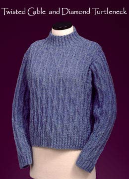122 Vermont Fiber Pattern Twisted Cable & Diamond Turtleneck