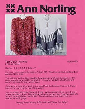 Ann Norling Pattern #62 Ponchos Top-Down