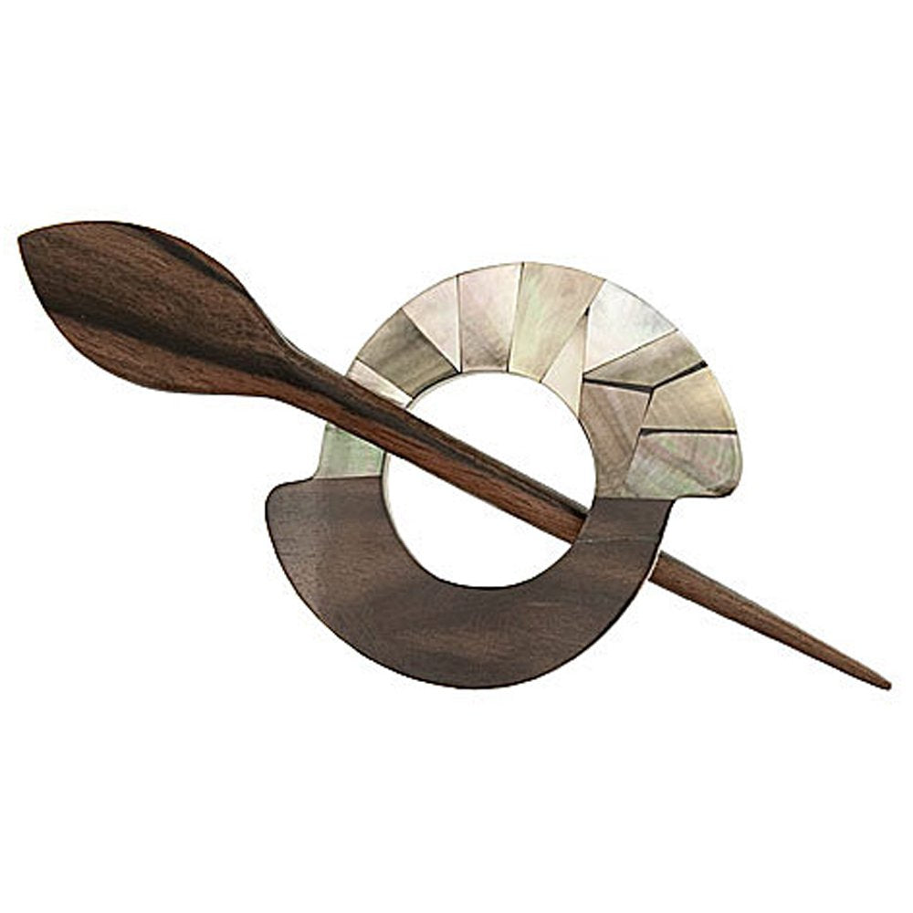 Paradise Blacklip Shell & Tiger Mahogany Shawl Pin