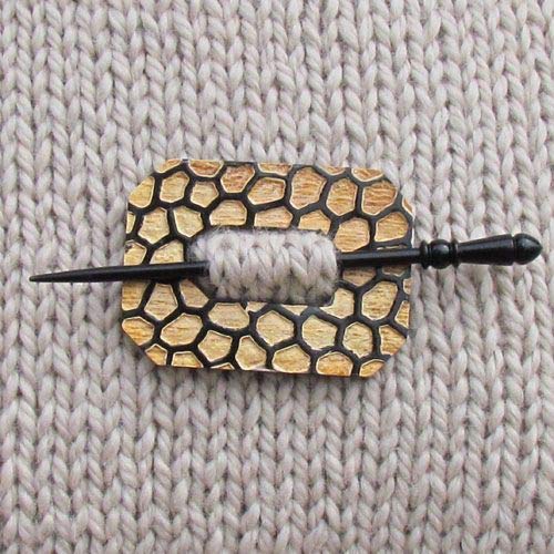 Plymouth Burnt Horn Squoval Shawl Pin 0001-3026