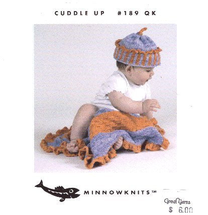Cuddle Up # 189 QK (Knitted Ruffled Baby Blanket and Hat)