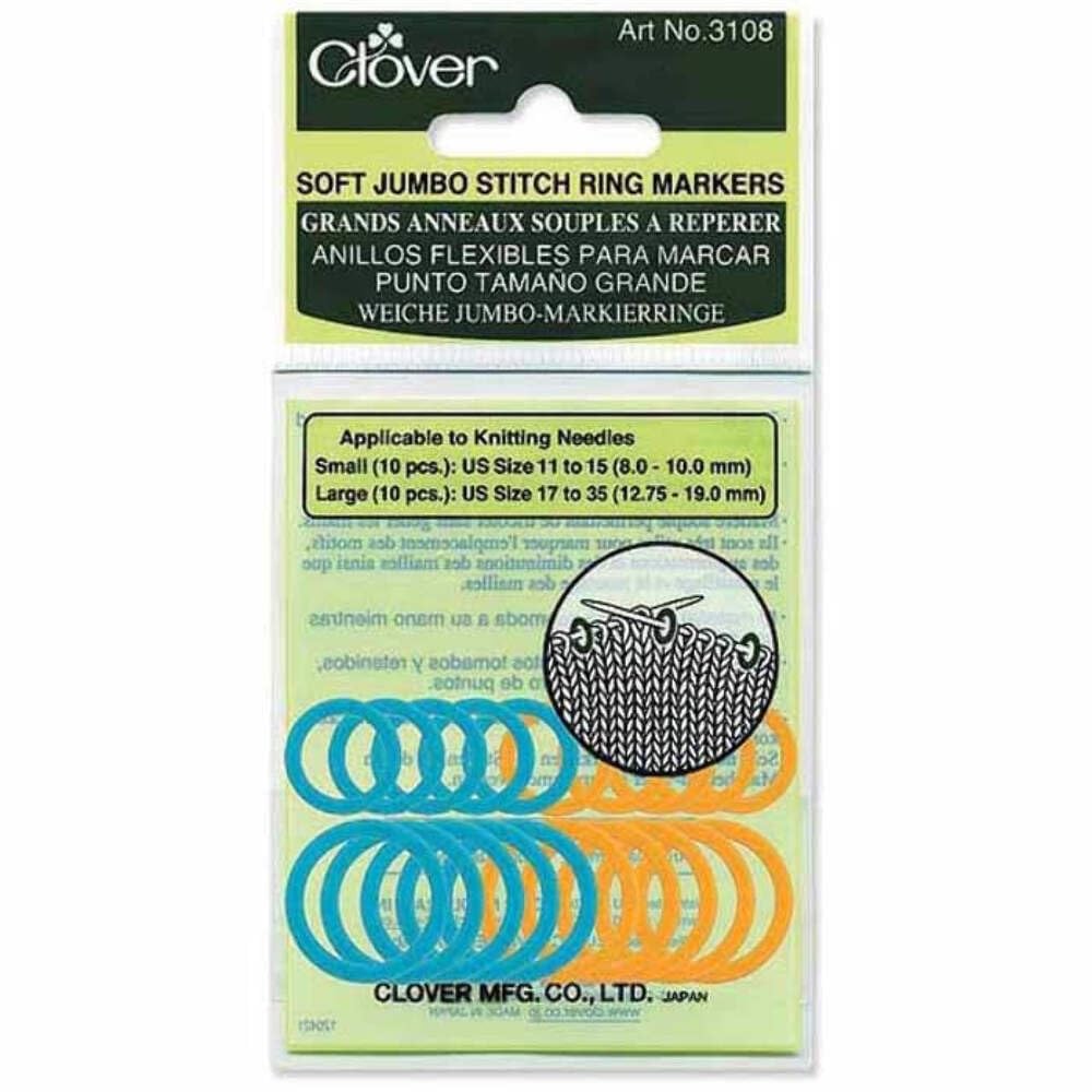 Clover 3108 Soft Jumbo Stitch Ring Markers, Multicoloured