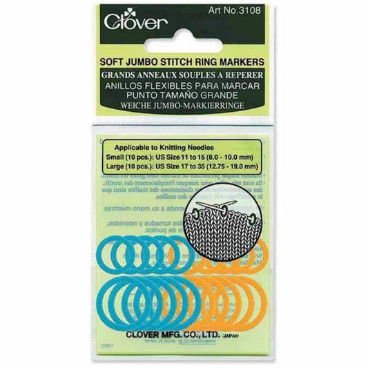 Clover 3108 Soft Jumbo Stitch Ring Markers, Multicoloured
