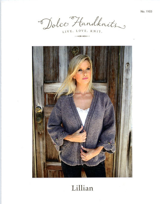 Lillian Cardigan - Dolce Handknits Knitting Pattern #1103