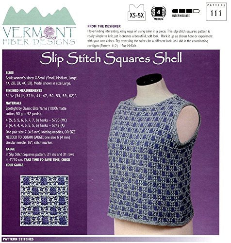 Slip Stitch Squares Shell - Vermont Fiber Designs Knitting Pattern 111