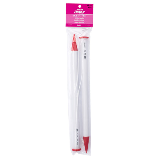Susan Bates 14-Inch Luxite Single Point Knitting Needle, 19mm, White/Red