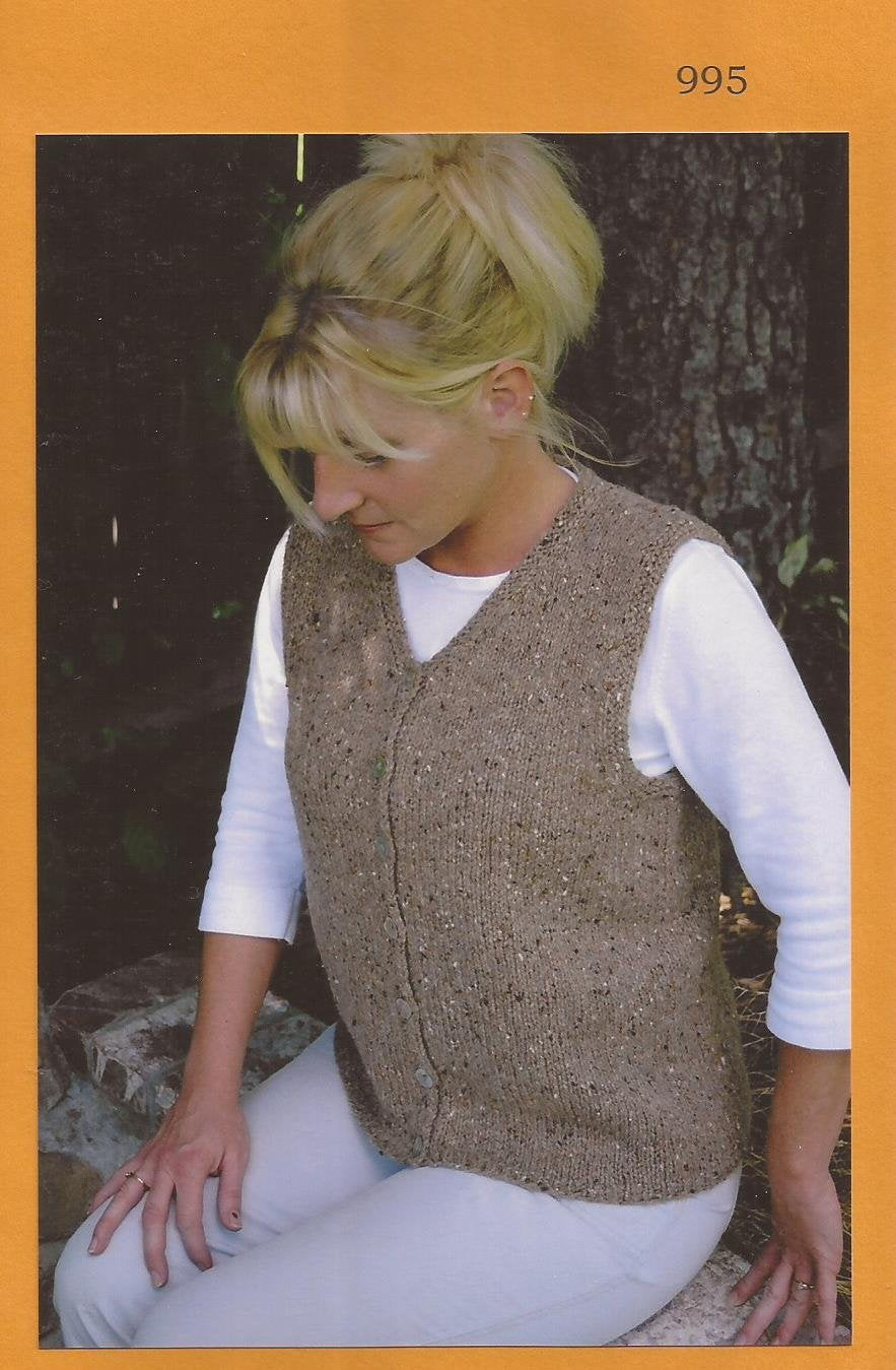 Basic Cardigan Vest for Women - #995 Knitting Pure & Simple Knitting Pattern