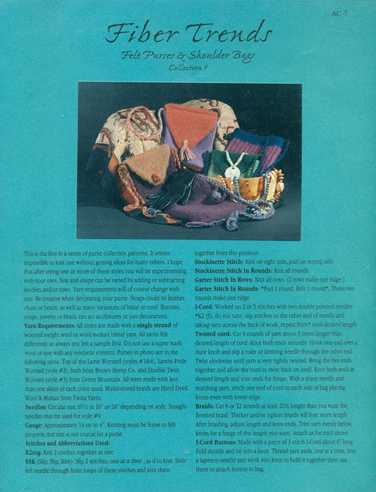 Fiber Trends Felt Purses & Shoulder Bags Collection 1 #Ac-7 [Pamphlet] Beverly Galeskas