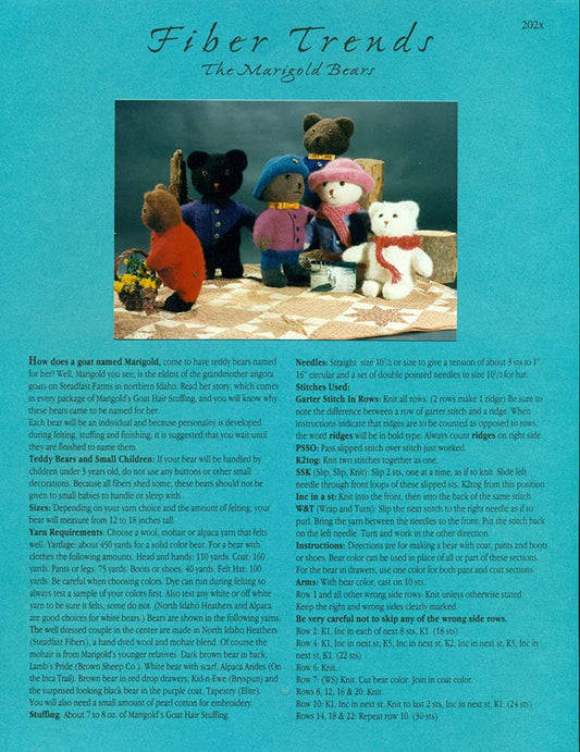 The Marigold Bears Knit/Felt Pattern (202x)