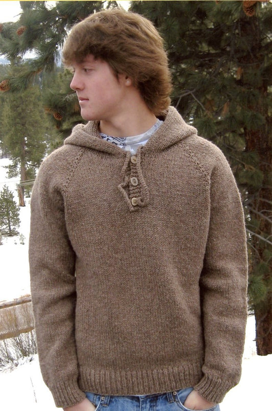 Neckdown Hooded Pullover for Men - Knitting Pure & Simple Pattern #105