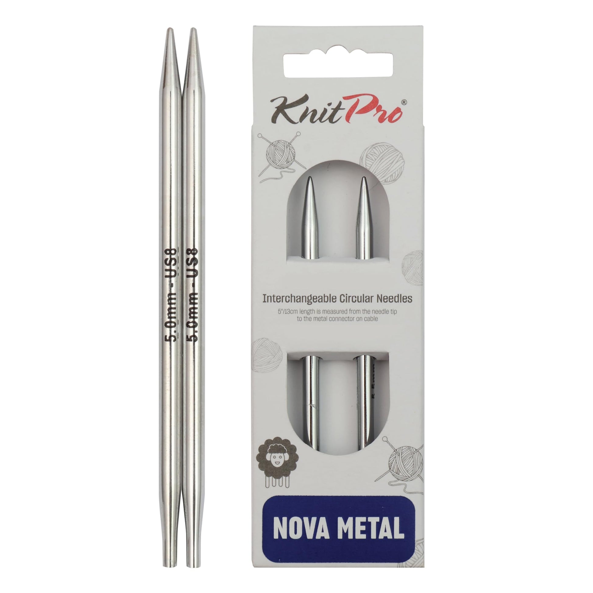 KnitPro Nova Platina Interchangeable 5" Needles, US-8/5mm