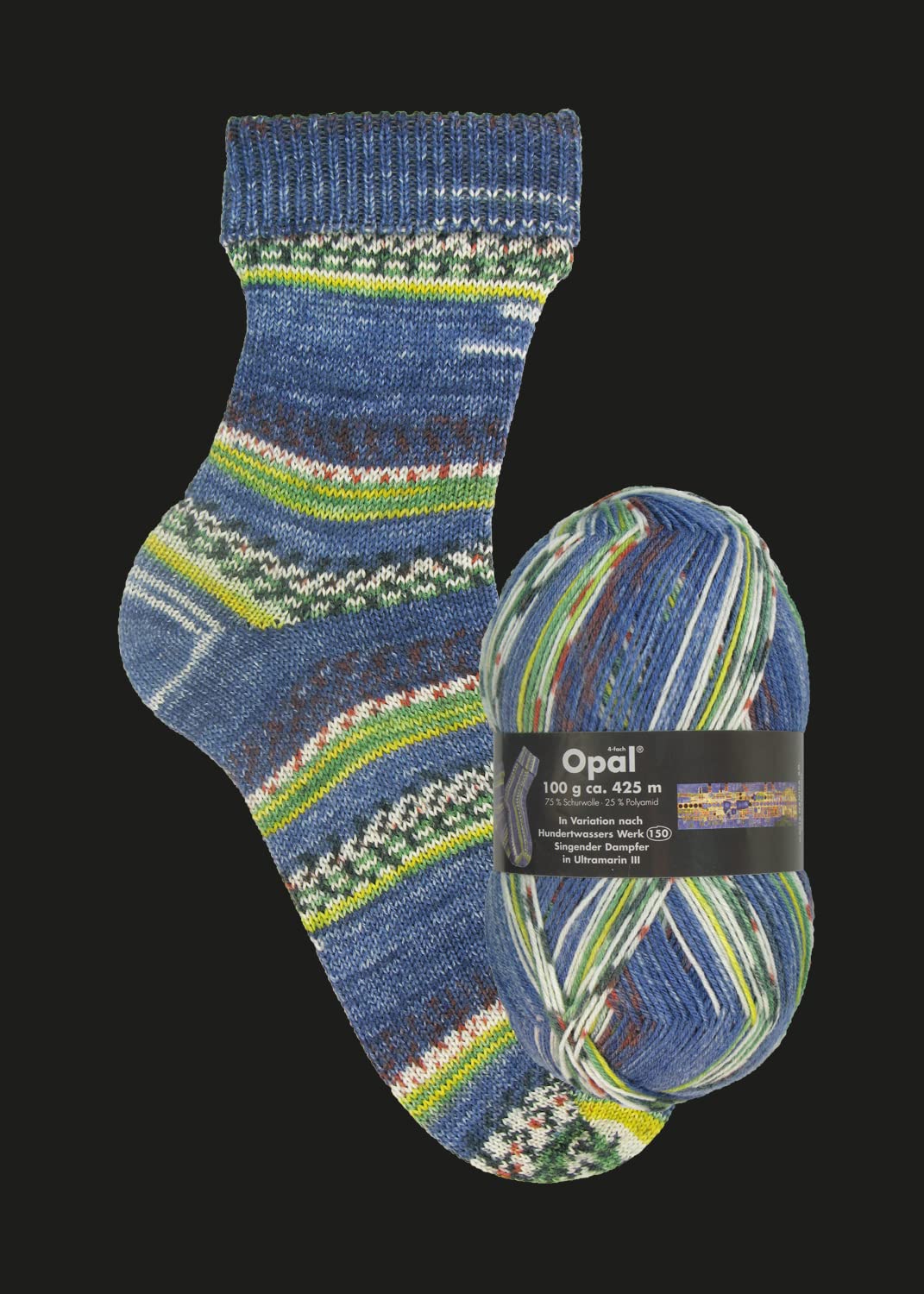 Opal Sock Yarn 1437 Singing Steamer in Ultramarine