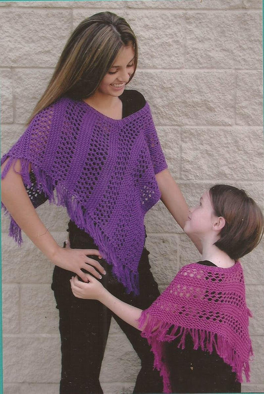Easy Lace Poncho Knitting Pattern (AC-69)
