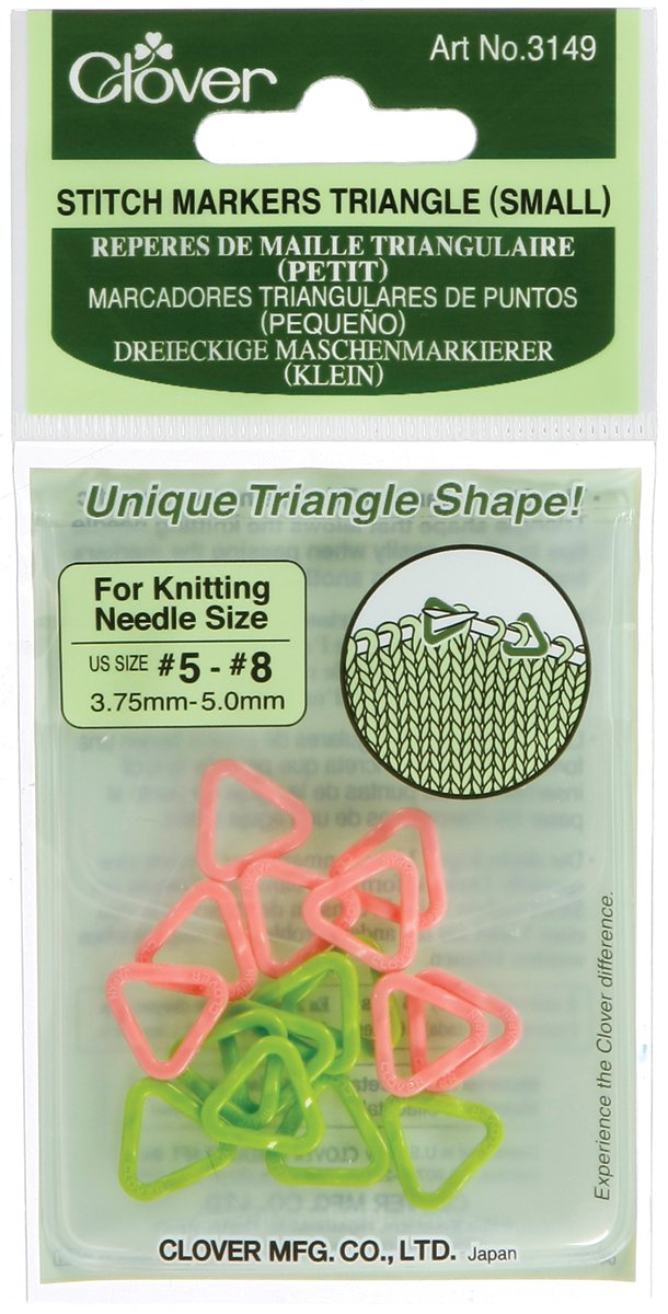 Clover Triangle Stitch Markers-Sizes 5 to 8 16/Pkg