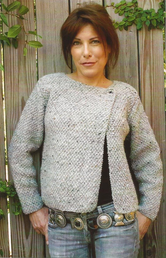 Tribeca Dolce Handknits Knitting Pattern #0802 Asymmetrical One-Button Jacket 34"-46" Intermediate Level - Pattern Only