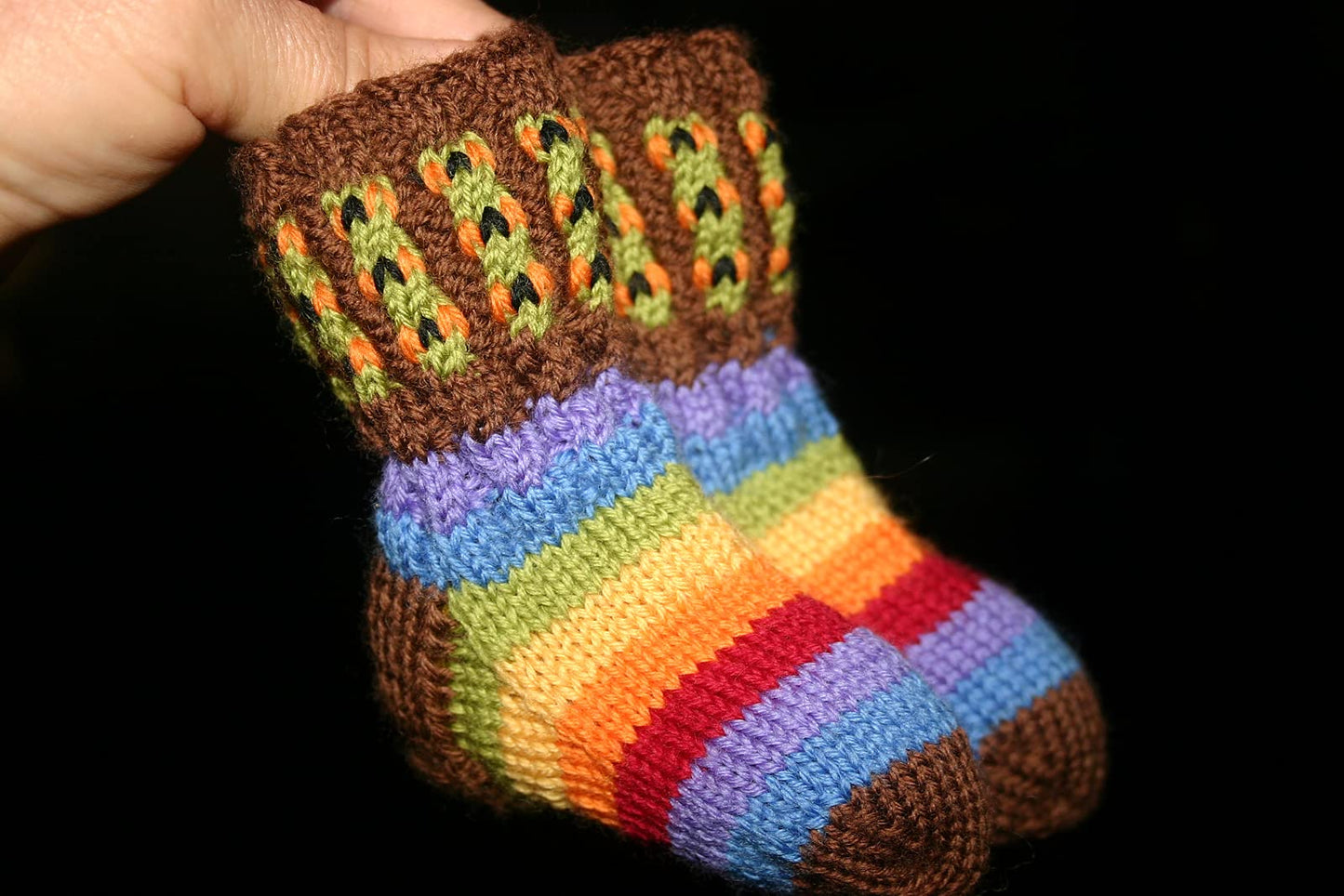 Rainbow Warriors Booties Knitting Pattern