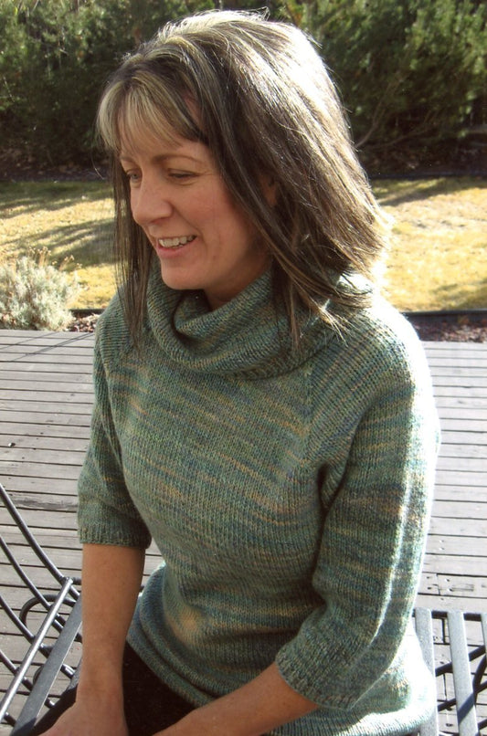 Neck Down Cowl Collar Pullover - Knitting Pure & Simple Pattern #291