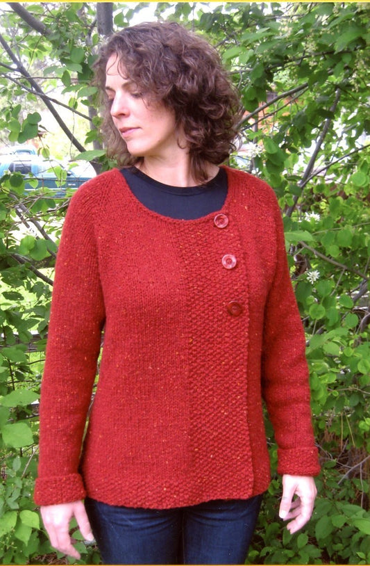 Bulky Asymmetric Cardigan - Knitting Pure & Simple Pattern #299