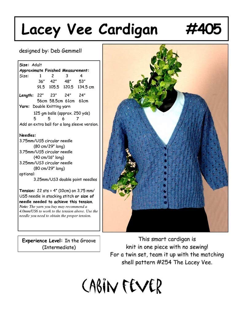 Cabin Fever #405 Lacey Vee Cardigan by Deb Gemmell