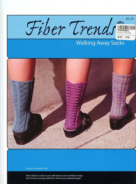 Fiber Trends Knitting Pattern AC35 Walking Away Socks