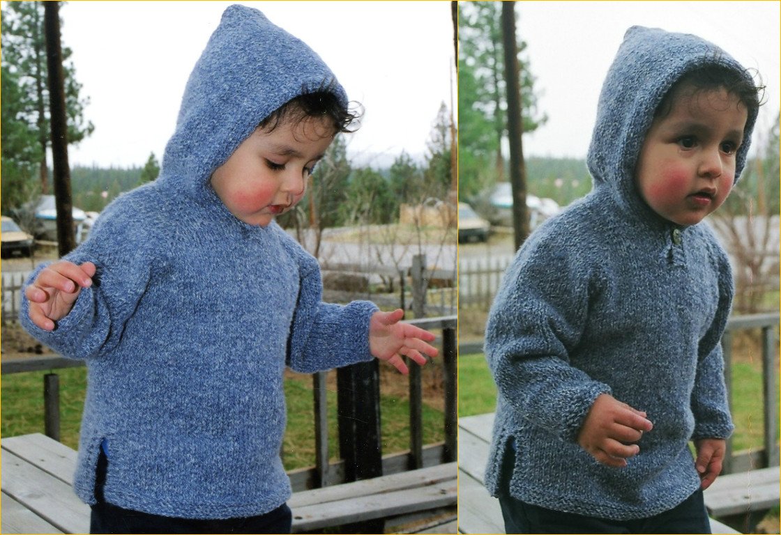 Knitting Pure & Simple Knitting Pattern #211 Hoodie Baby Tunic to Knit for 6 to 24 months