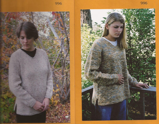 Bulky V Neck Pullover - #996 Knitting Pure & Simple Knitting Pattern