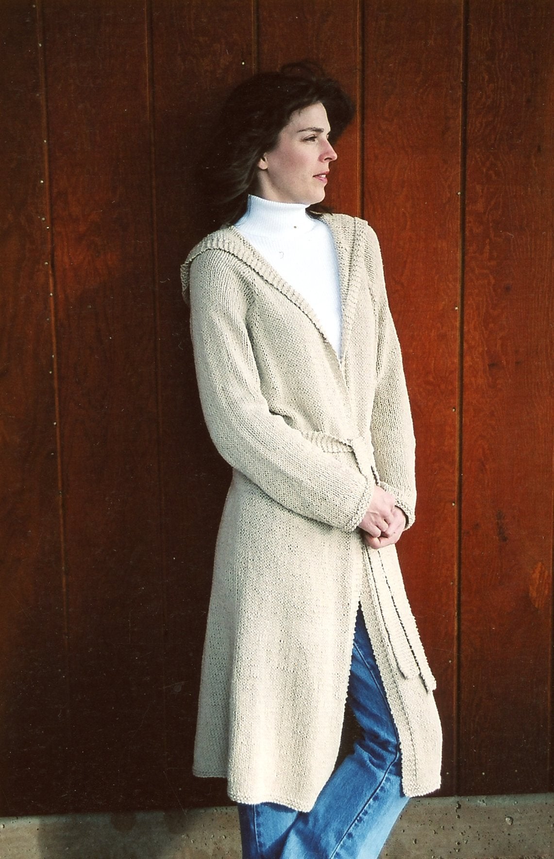 Neckdown Long Hooded Cardigan - Knitting Pure & Simple Knitting Pattern #225 - Easy Knitting Level