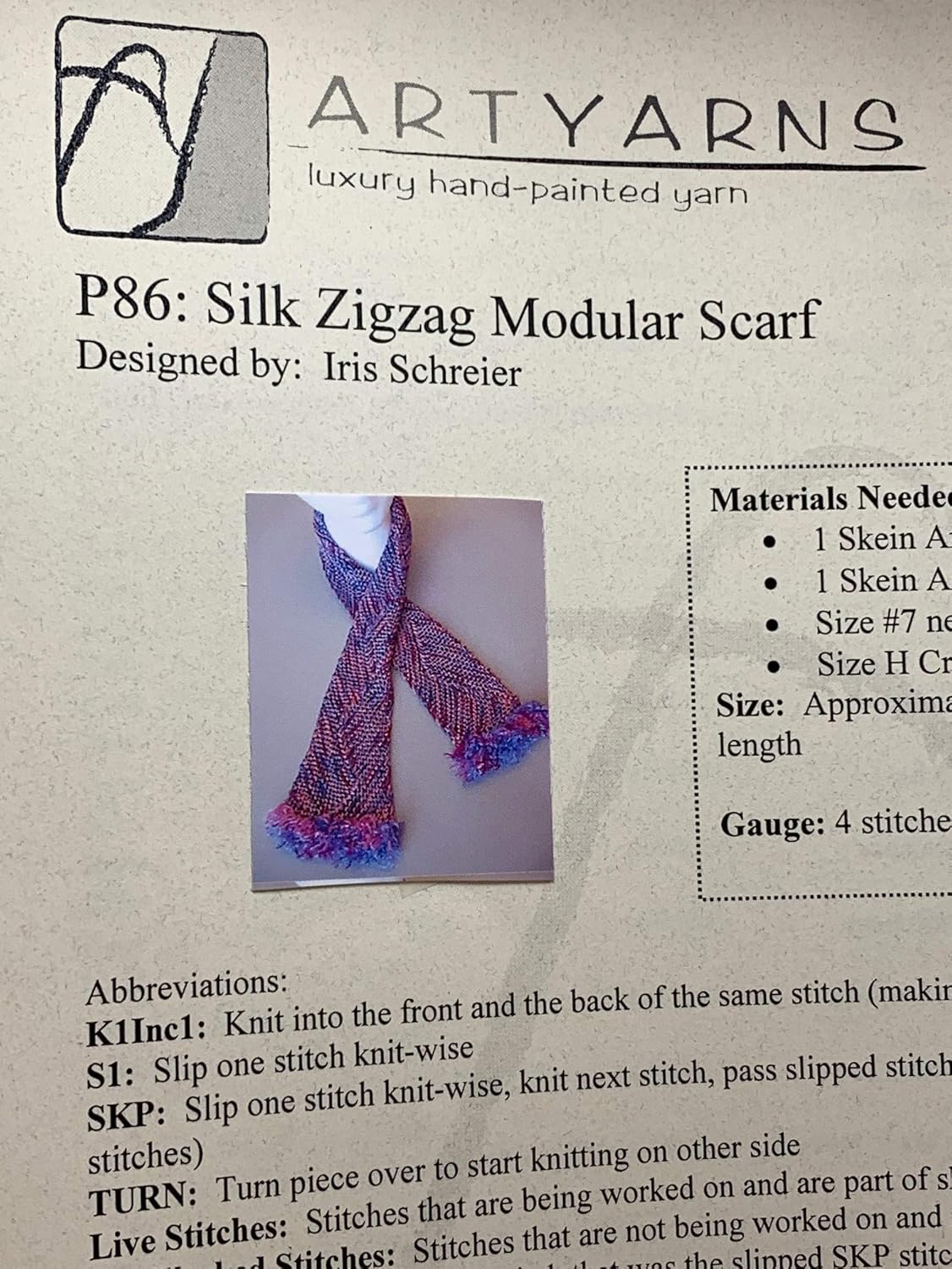 AYP86 Silk Zigzag Modular Scarf (Iris Schreier / Art Yarns)