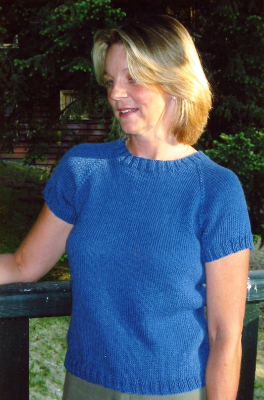 Knitting Pure & Simple Pattern #233 Women's NeckDown Shaped T Shirt - Easy Knit!