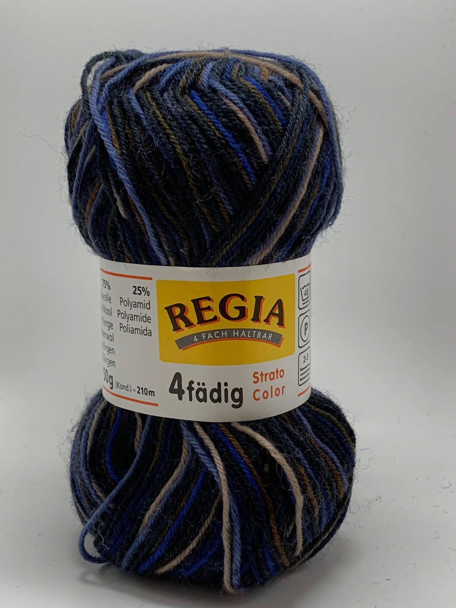 Regia 4ply 50gm Ball Strato Color 5743 Black Tan Blue