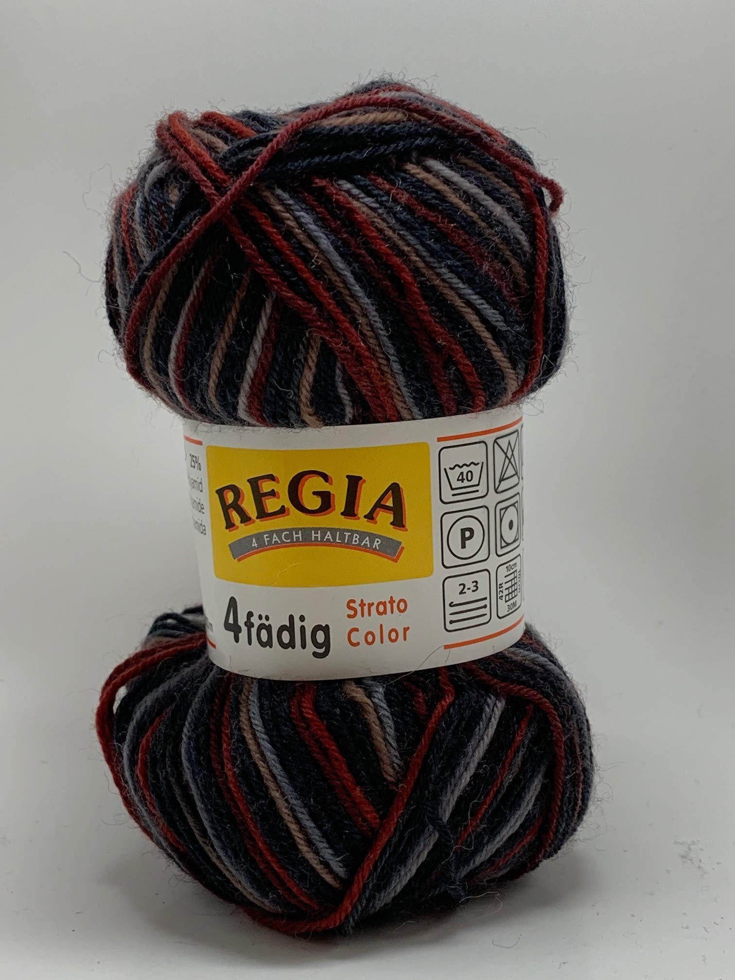 Regia 4ply 50gm Ball Strato Color 5747 Black Charcoal Red