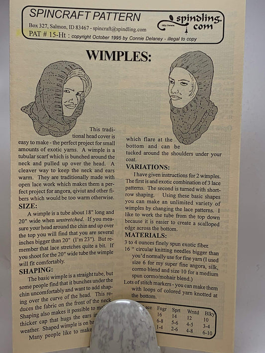 Wimples Knitting Pattern 15Ht Spincraft Patterns