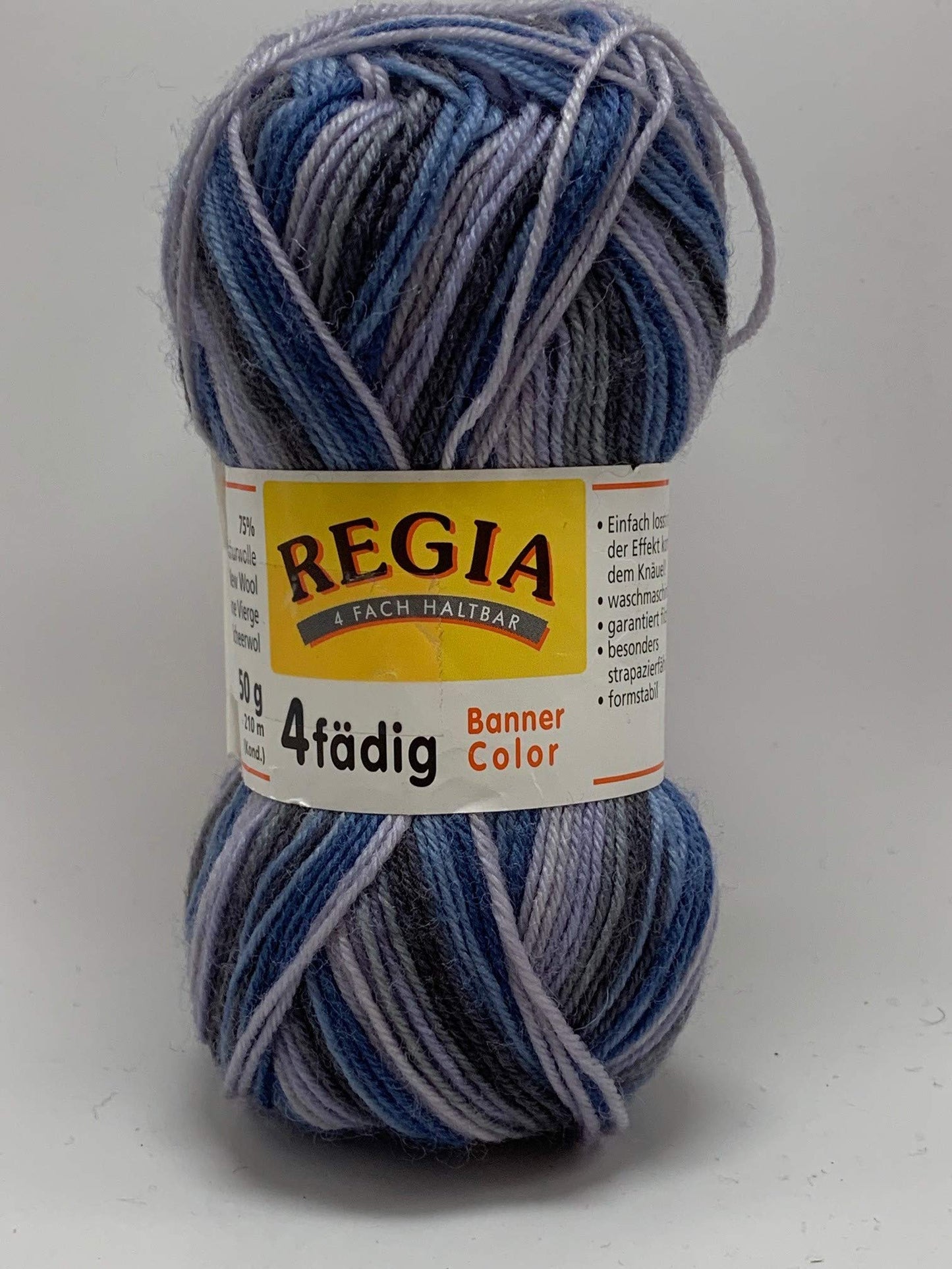Regia 4ply 50gm Ball Banner Color 5450 Blues Greys Pigeon
