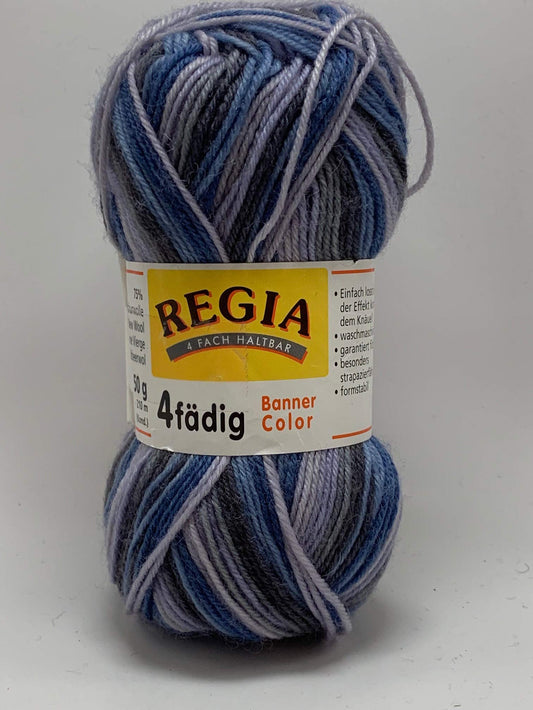 Regia 4ply 50gm Ball Banner Color 5450 Blues Greys Pigeon