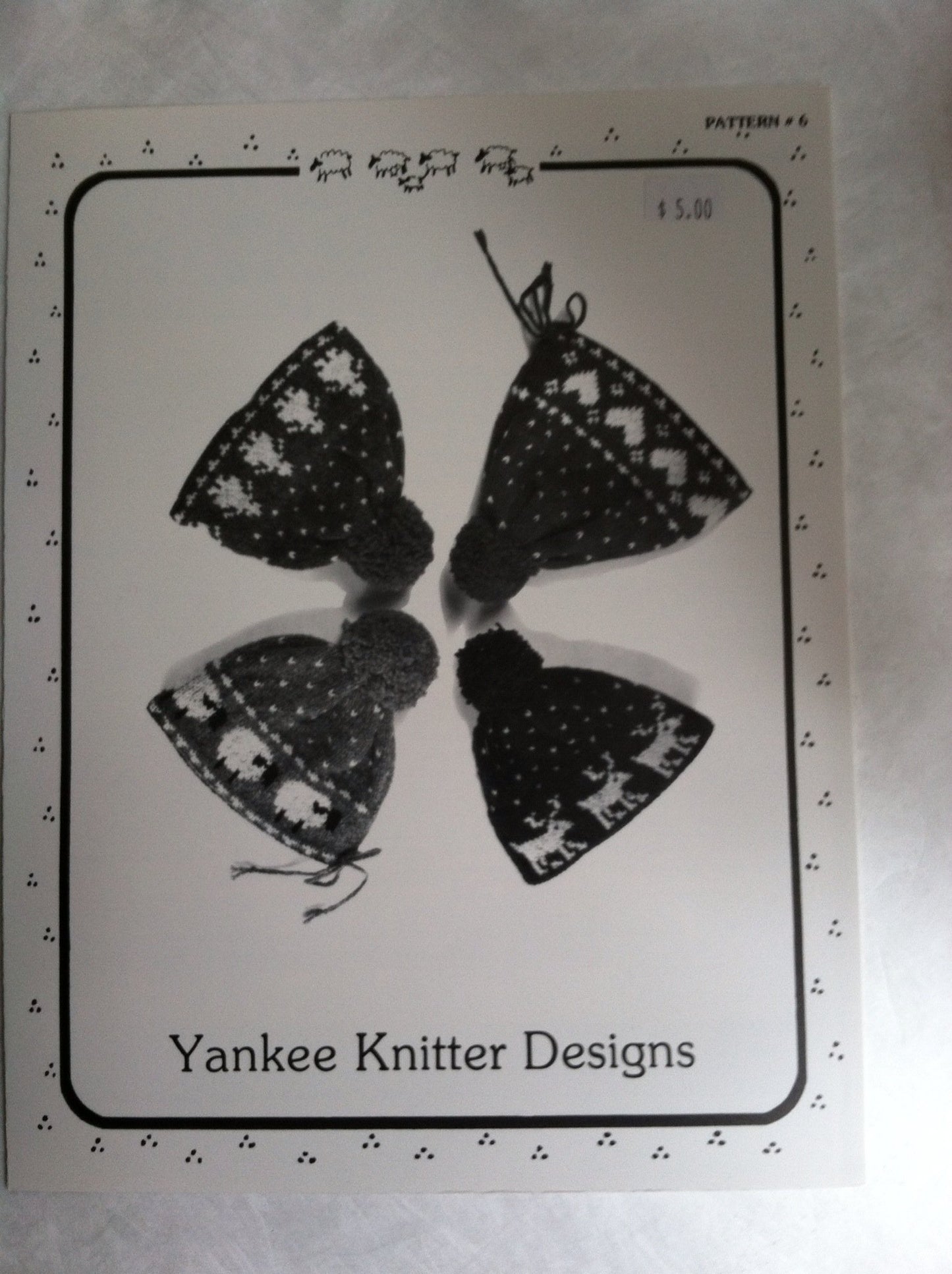 Yankee Knitter Designs #6 Sheep, Reindeer, Heart and Doll Hats Knitting Pattern