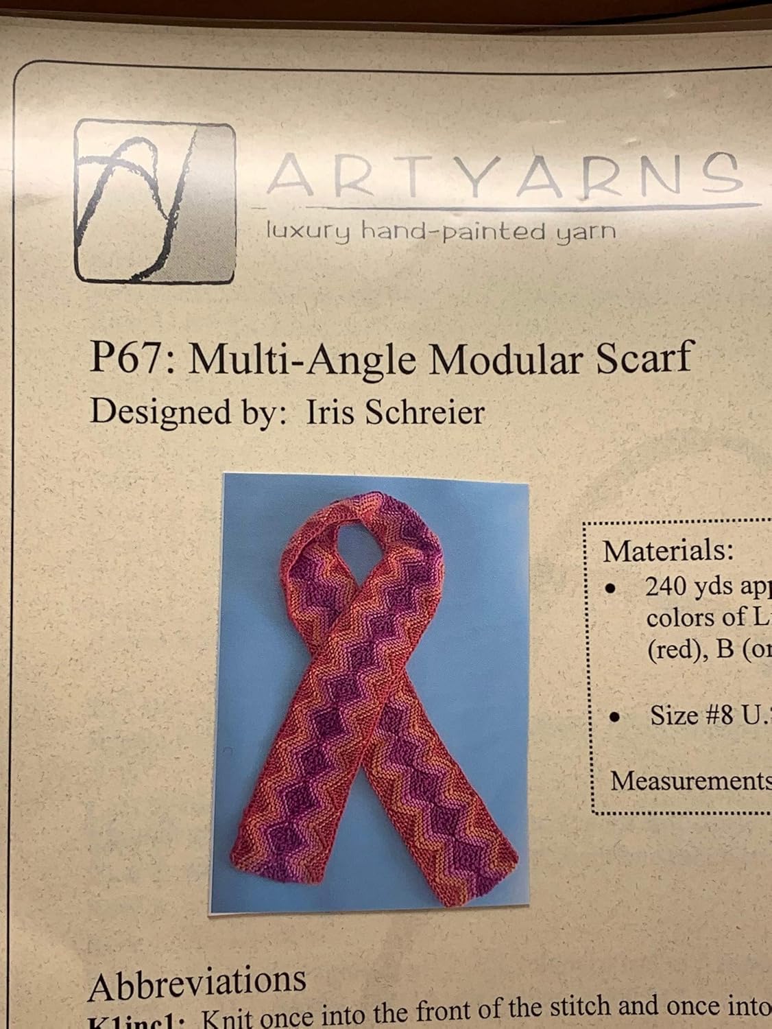 AYP67 Multi Angle Modular Scarf (Iris Schreier / Art Yarns)
