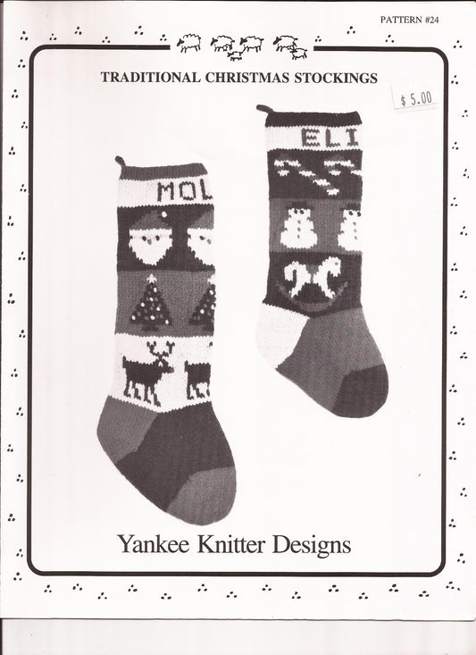 Yankee Knitter Designs Knitting Pattern #24 Traditional Christmas Stockings