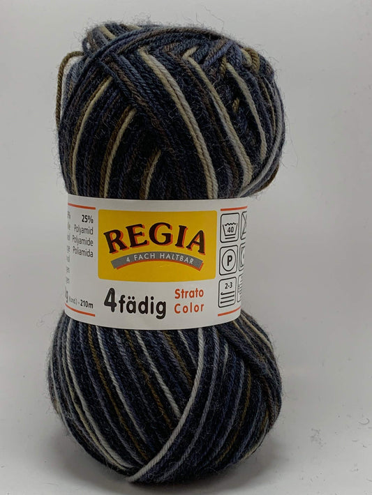 Regia 4ply 50gm Ball Strato Color 5745 Black Brown Tan